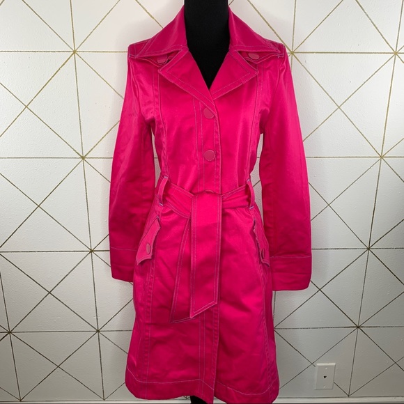 Tommy Jeans Women’s Hot Pink Belted Trench Coat NWT Size Medium - Picture 1 of 13
